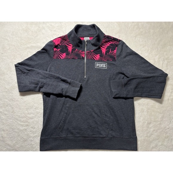 Pink Coconut Boutique Sweaters - PINK Floral Shoulder Quarter Zip Long Sleeve Classic Women's Size Large